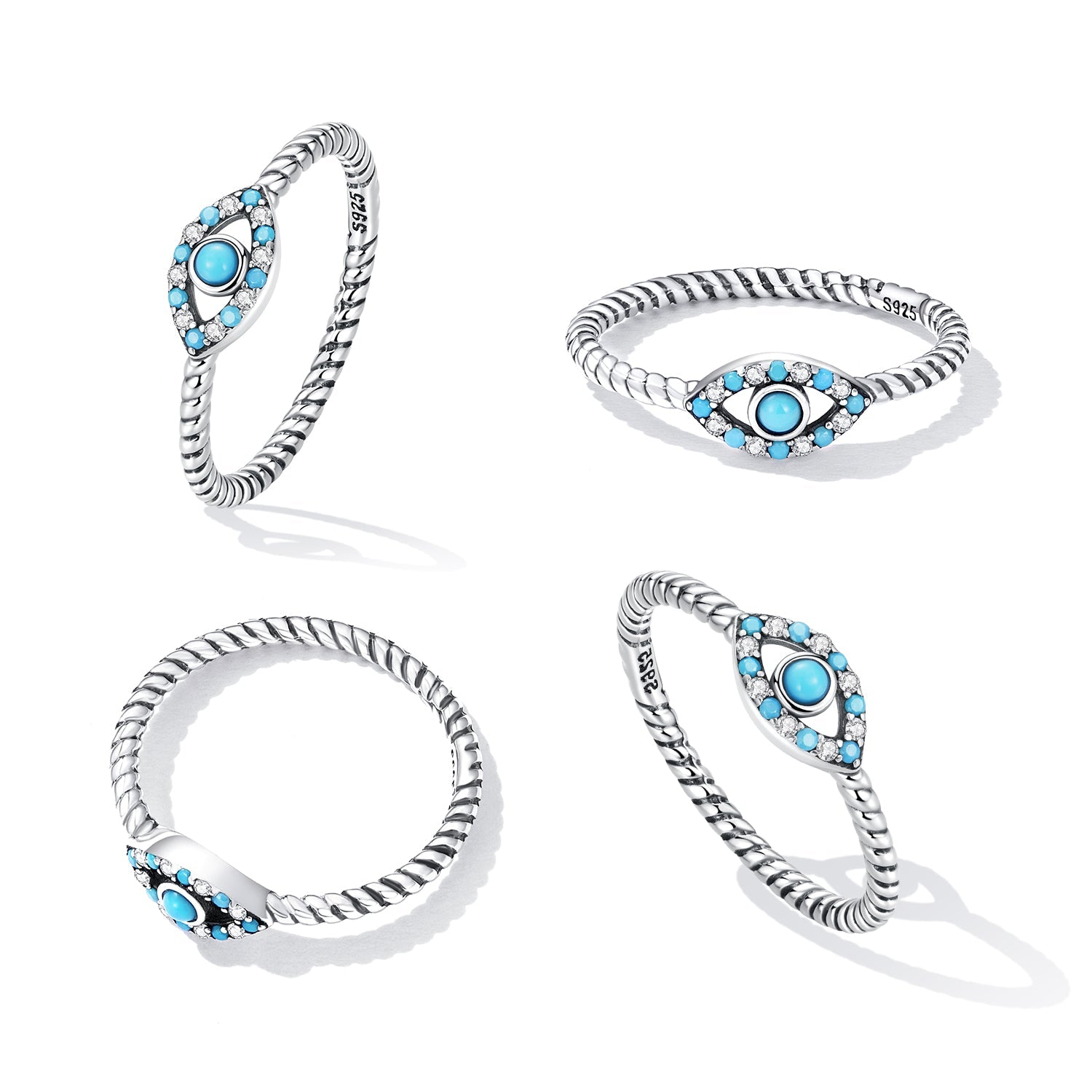925 Sterling Silver Turquoise Adjustable Ring Size 8 for Women