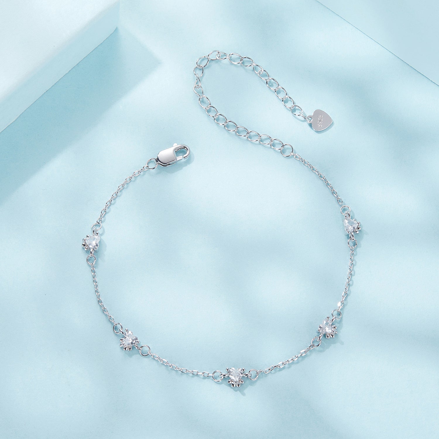 925 Sterling Silver Bracelet with Pavé Setting CZ and White Gold Plating