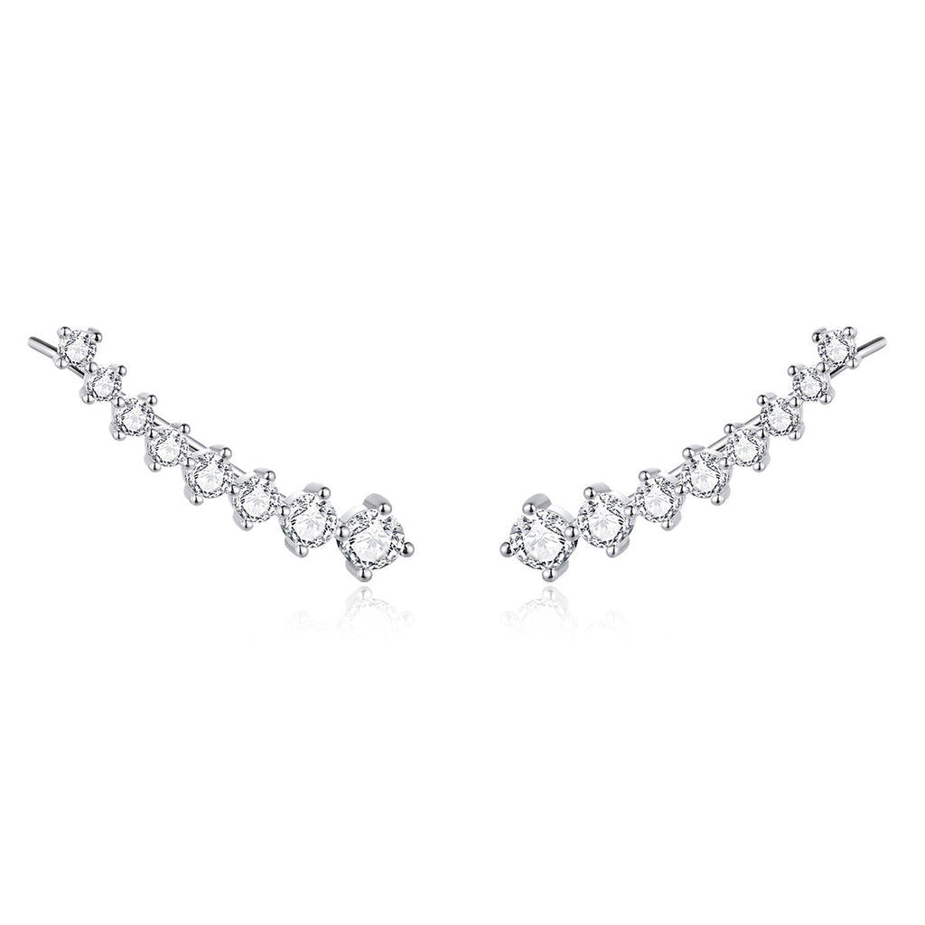 925 Sterling Silver Earrings with Pavé Setting CZ - 2.9*0.7cm