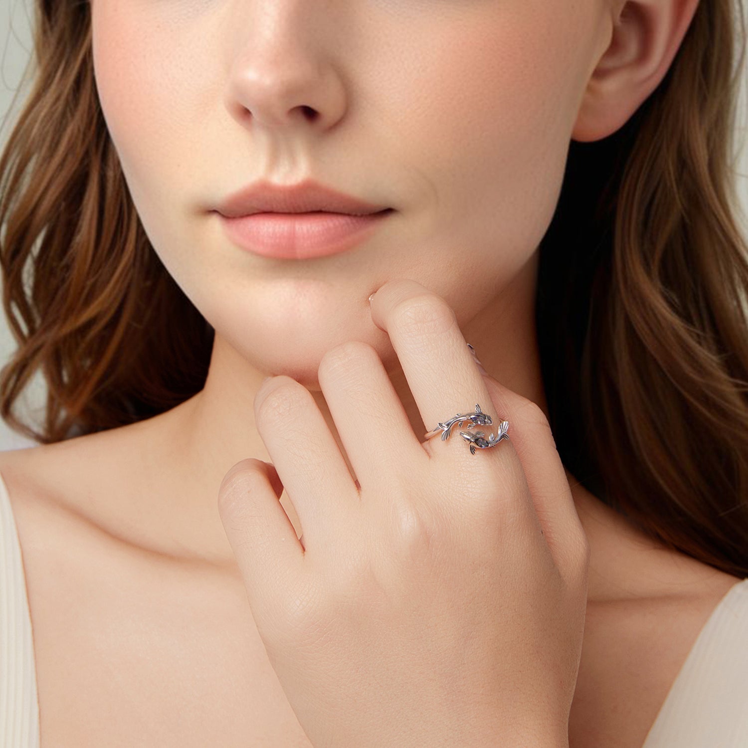 925 Sterling Silver Transparent Glass Ring for Women