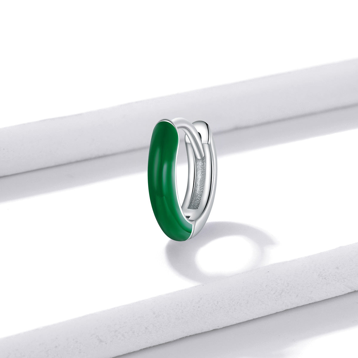 925 Sterling Silver Enamel Earrings 0.7cm for Women