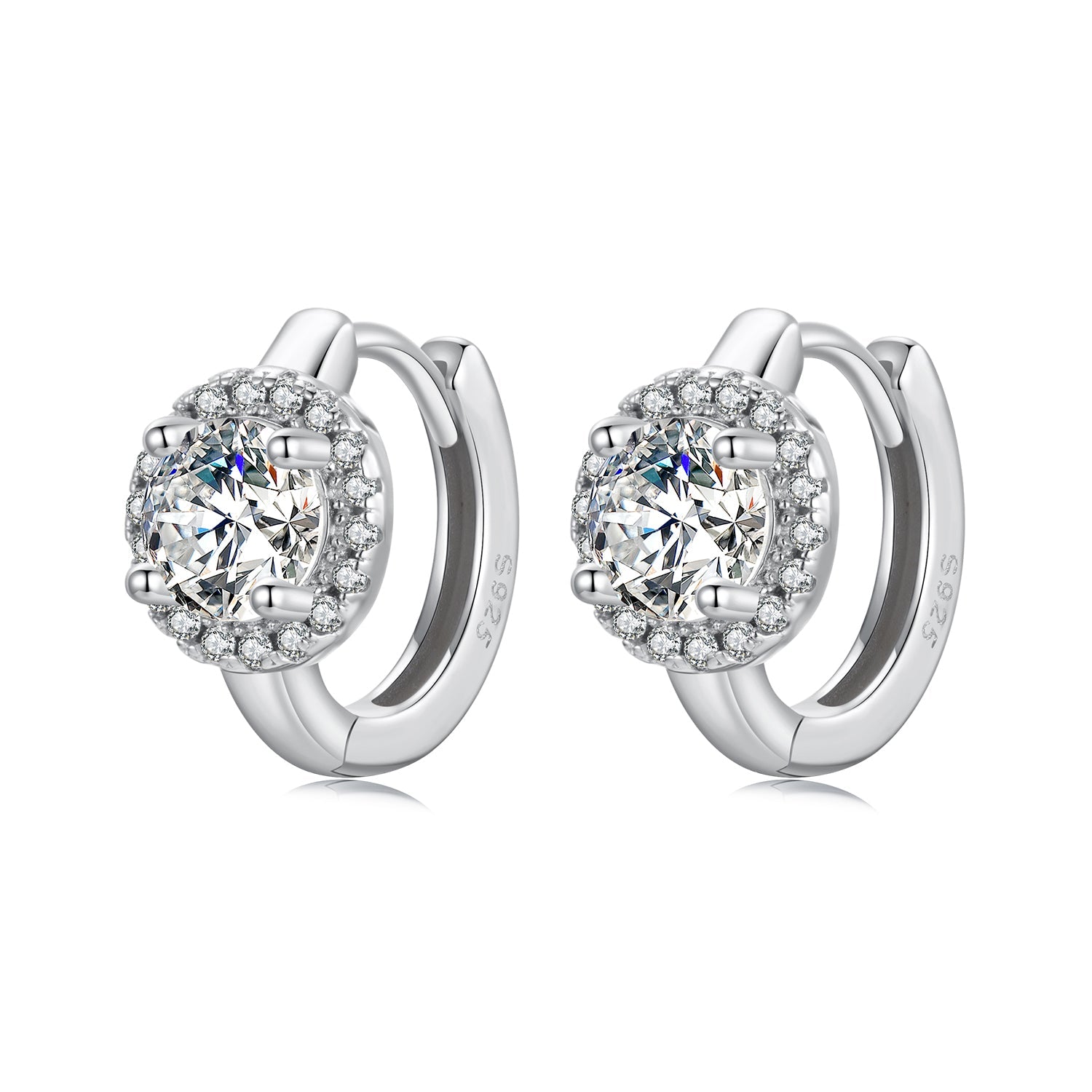 925 Sterling Silver White Gold Plated CZ Earrings for Women