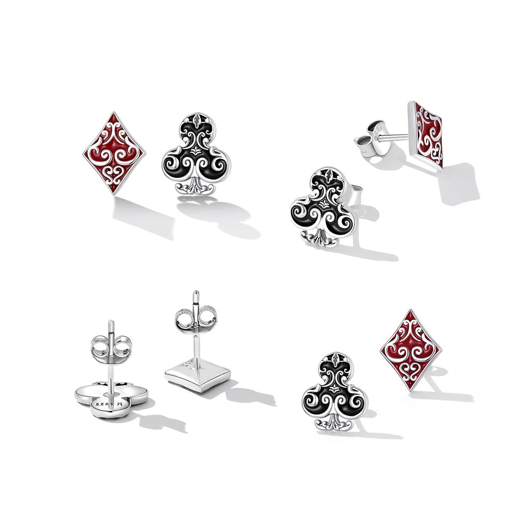925 Sterling Silver Oxidized Enamel Plum Blossom Earrings for Women - 1.2 x 1.0 cm