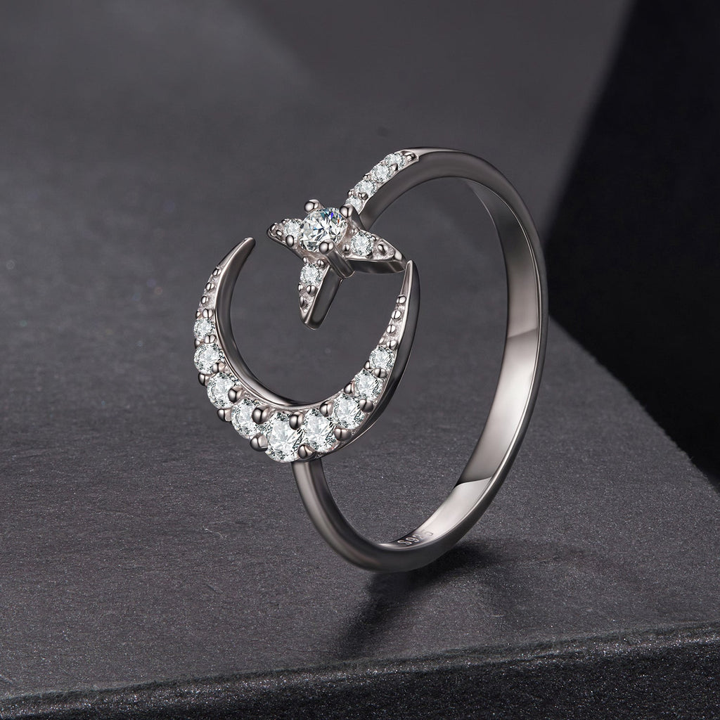925 Sterling Silver Moissanite 0.25cm White Gold Plated Ring - Size E for Women