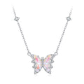 S925 Sterling Silver Necklace with Pavé Setting CZ, Resin, and Platinum Plating - 390mm Length