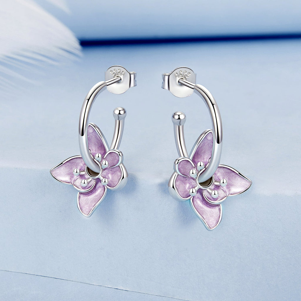 925 Sterling Silver Enamel White Gold Plated Earrings Size 20*14mm