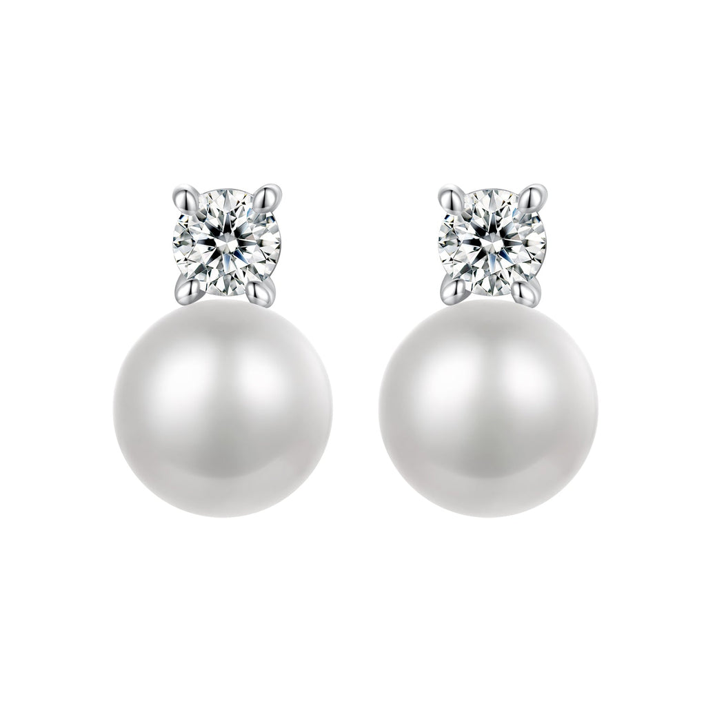 925 Sterling Silver Moissanite 0.1ct Freshwater Pearl Earrings for Women