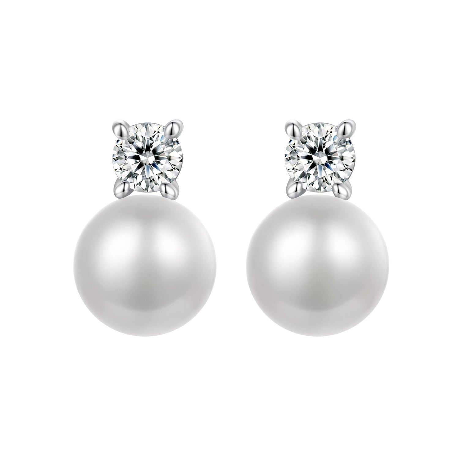 925 Sterling Silver Moissanite 0.1ct Freshwater Pearl Earrings for Women