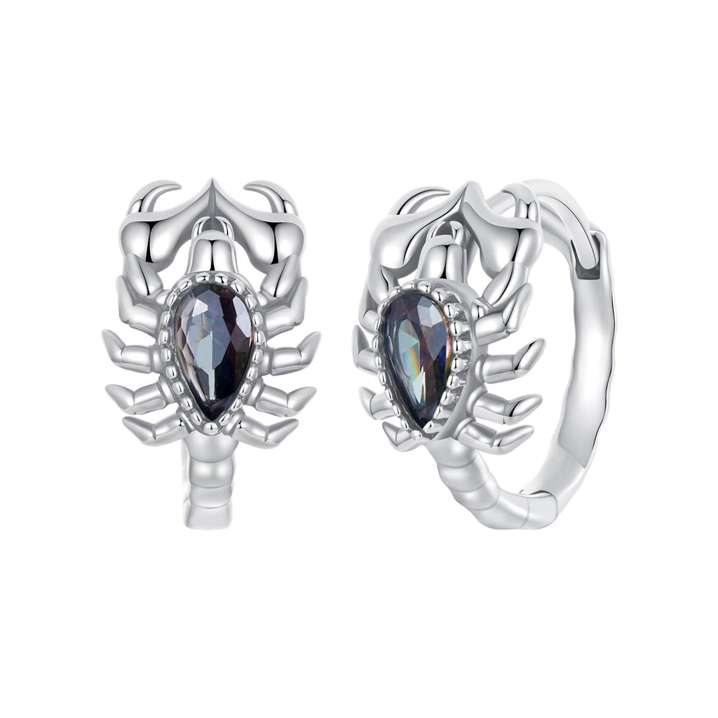 925 Sterling Silver Earrings with Transparent Glass - 13*8mm for Women