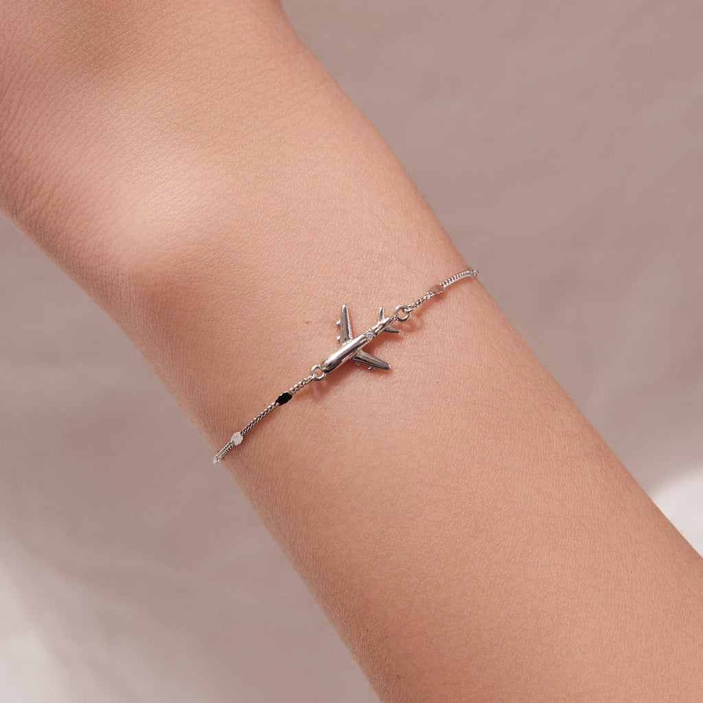 925 Sterling Silver White Gold Plated 16+5cm Bracelet with CZ Pendant for Women