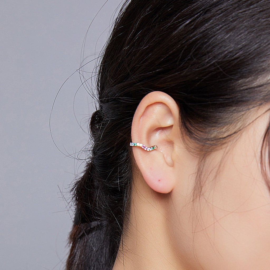 925 Sterling Silver Earrings with Pavé Set CZ, 1.6cm Length, 1.2cm Thickness, Women