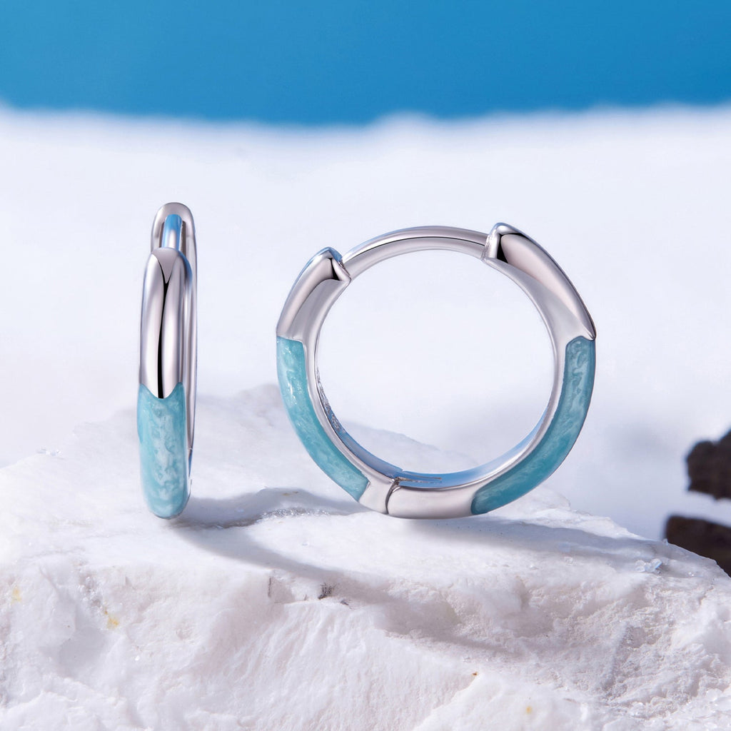 925 Sterling Silver Enamel Plated White Gold Earrings 1.2cm for Women
