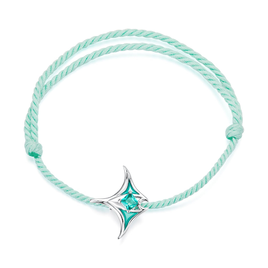 925 Sterling Silver Adjustable Bracelet with Enamel and Transparent Glass Pendant for Women