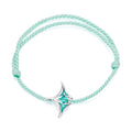 925 Sterling Silver Adjustable Bracelet with Enamel and Transparent Glass Pendant for Women