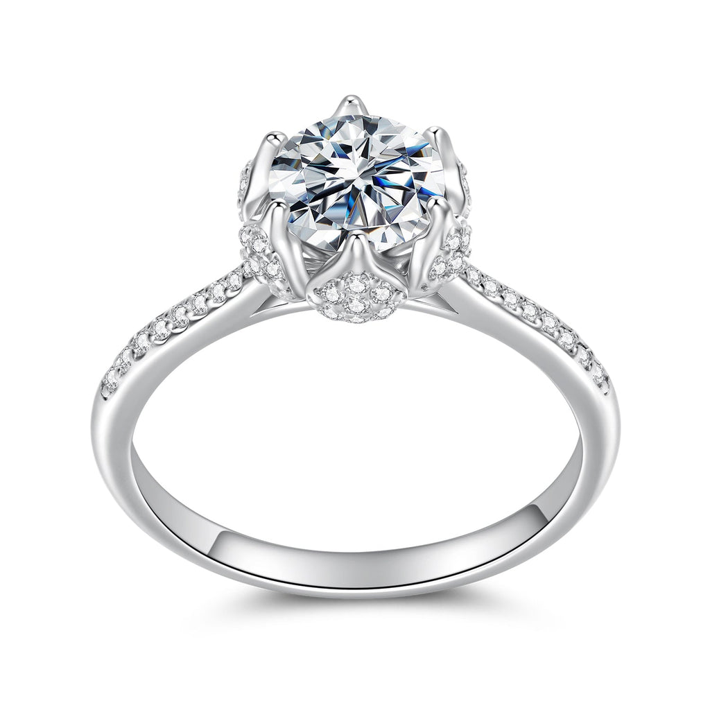 925 Sterling Silver Moissanite Ring 1ct Size 6 White Gold Plated for Women