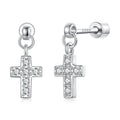 925 Sterling Silver White Gold Plated Pavé Setting CZ Earrings for Women