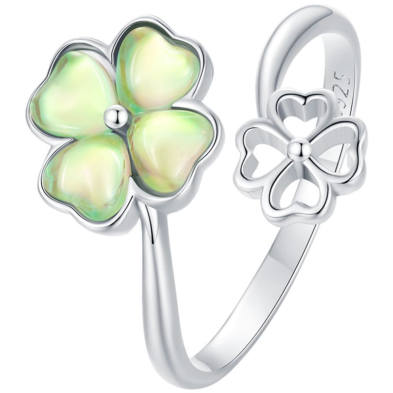 925 Sterling Silver Transparent Glass Ring for Women
