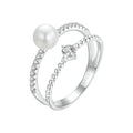 925 Sterling Silver & Moissanite Ring with Freshwater Pearl - Size 6 - Women's Jewelry