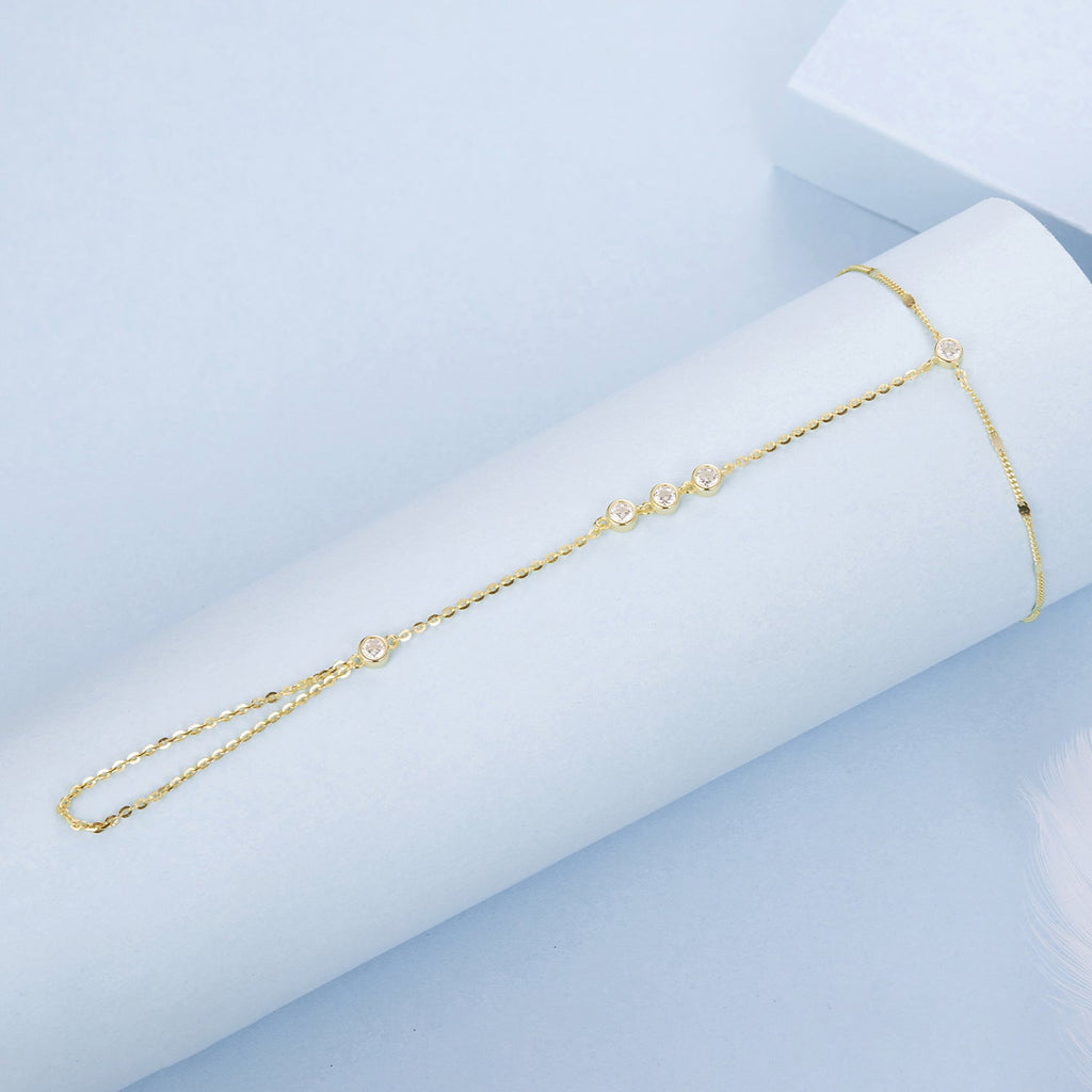 925 Sterling Silver White Gold Plated Adjustable Bracelet for Women