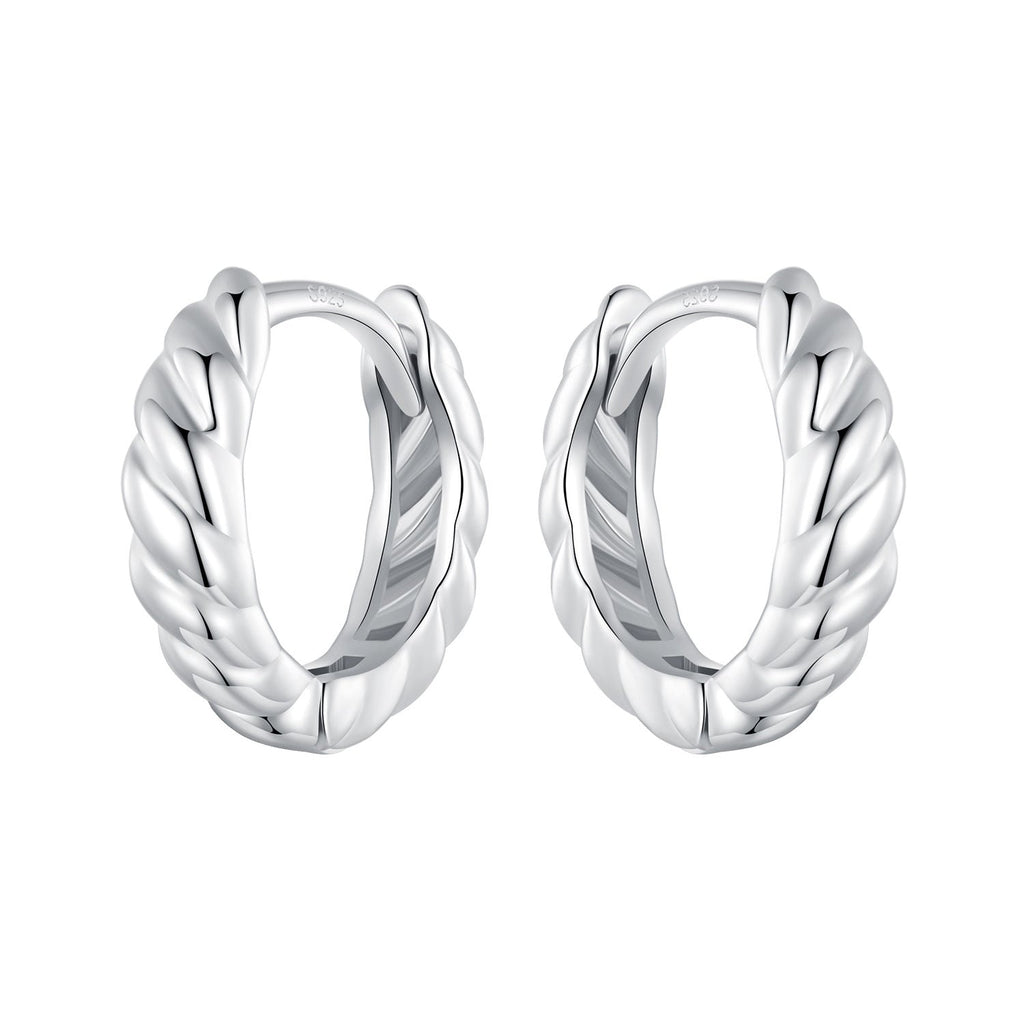 925 Sterling Silver Plated White Gold Earrings for Women - Size 11*3mm