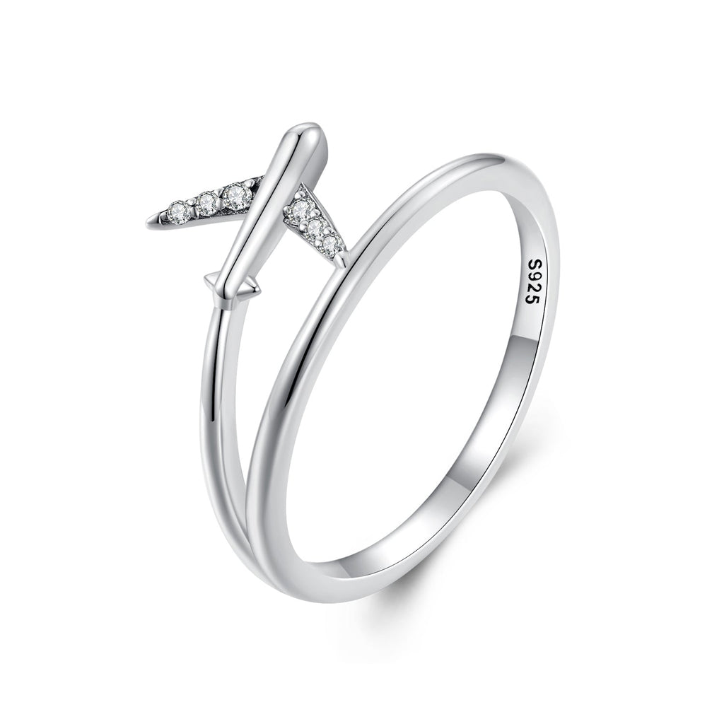 925 Sterling Silver Ring with Pavé Setting CZ, Size 6.0, Oxidized Finish for Women