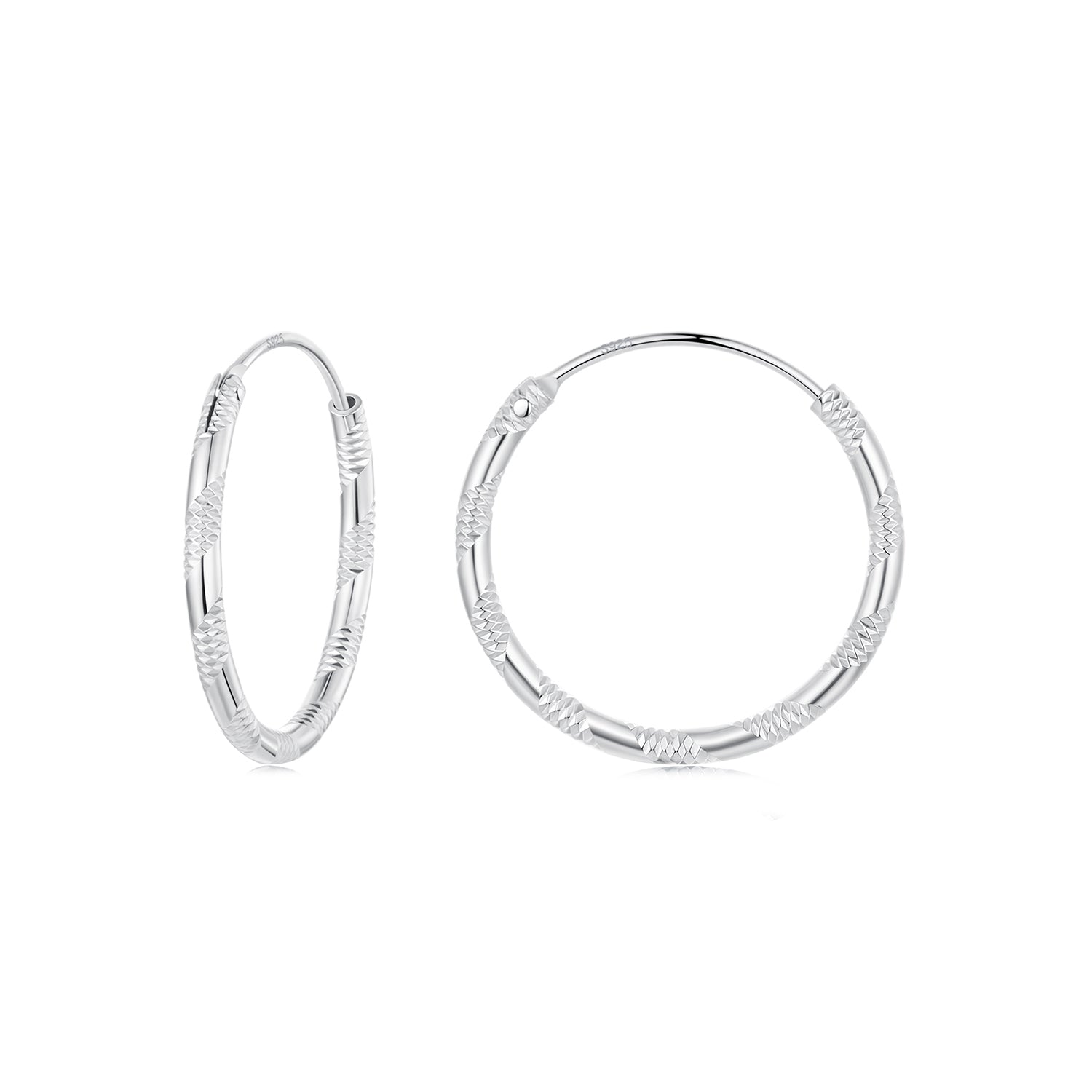 925 Sterling Silver Plated White Gold Earrings 3.0cm for Women