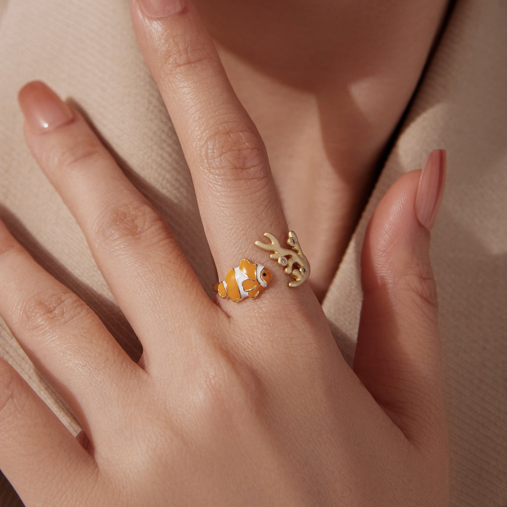 925 Sterling Silver Enamel Gold-Plated Ring for Women