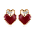 925 Sterling Silver Earrings with Enamel Finish and Pavé Setting in Rose Gold