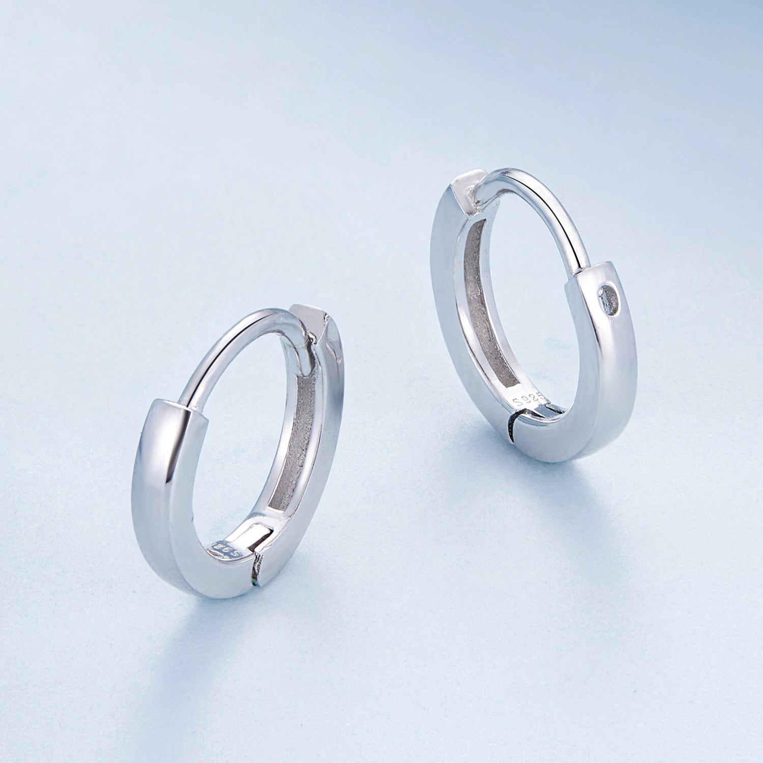 925 Sterling Silver Earrings for Women - Style A, 1.1x0.2cm, Platinum Plated