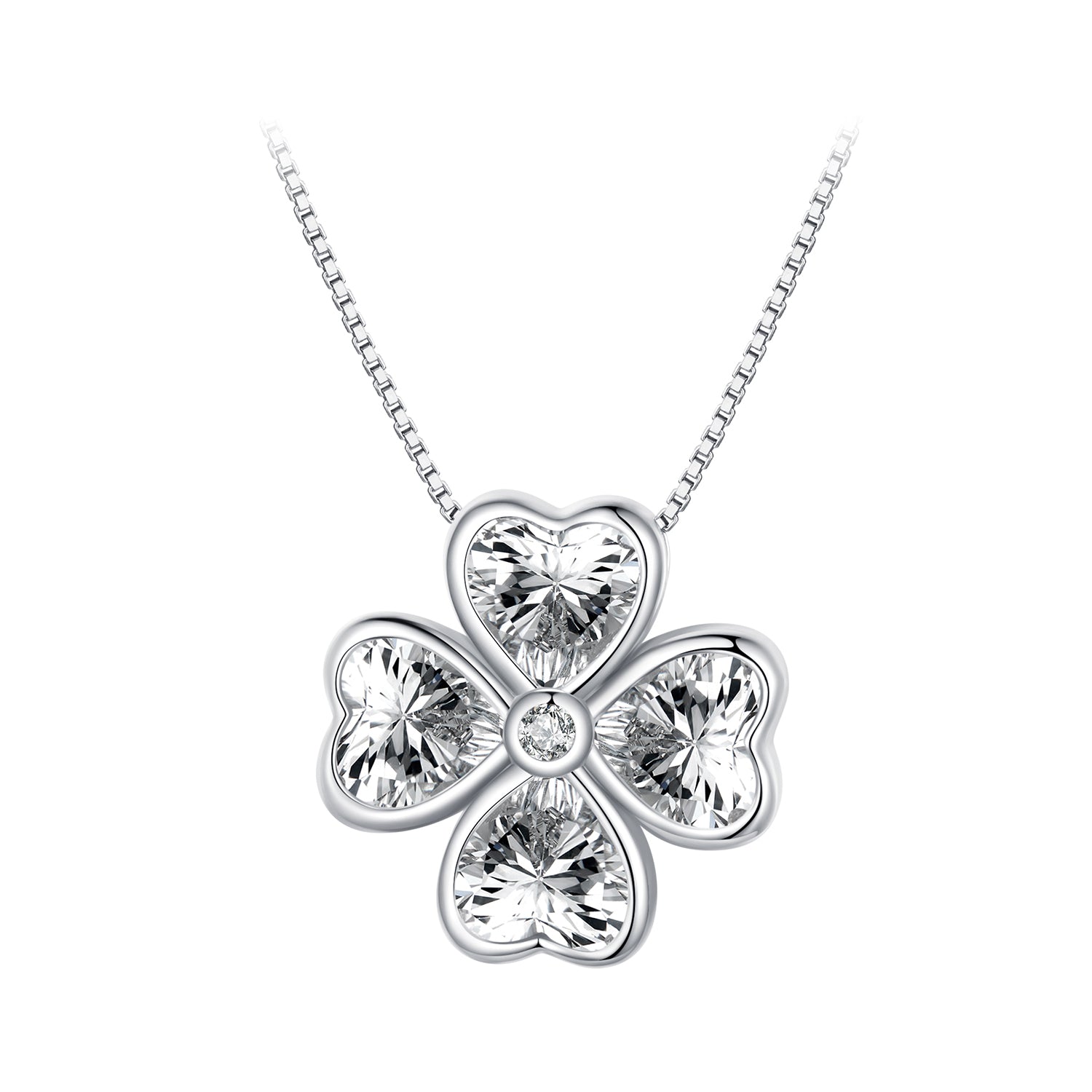 S925 Sterling Silver Pendant Necklace with Pavé Setting CZ in Platinum for Women