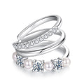 925 Sterling Silver Earrings with Moissanite and Freshwater Pearl for Women, 1.2*1.7cm, White Gold Plated