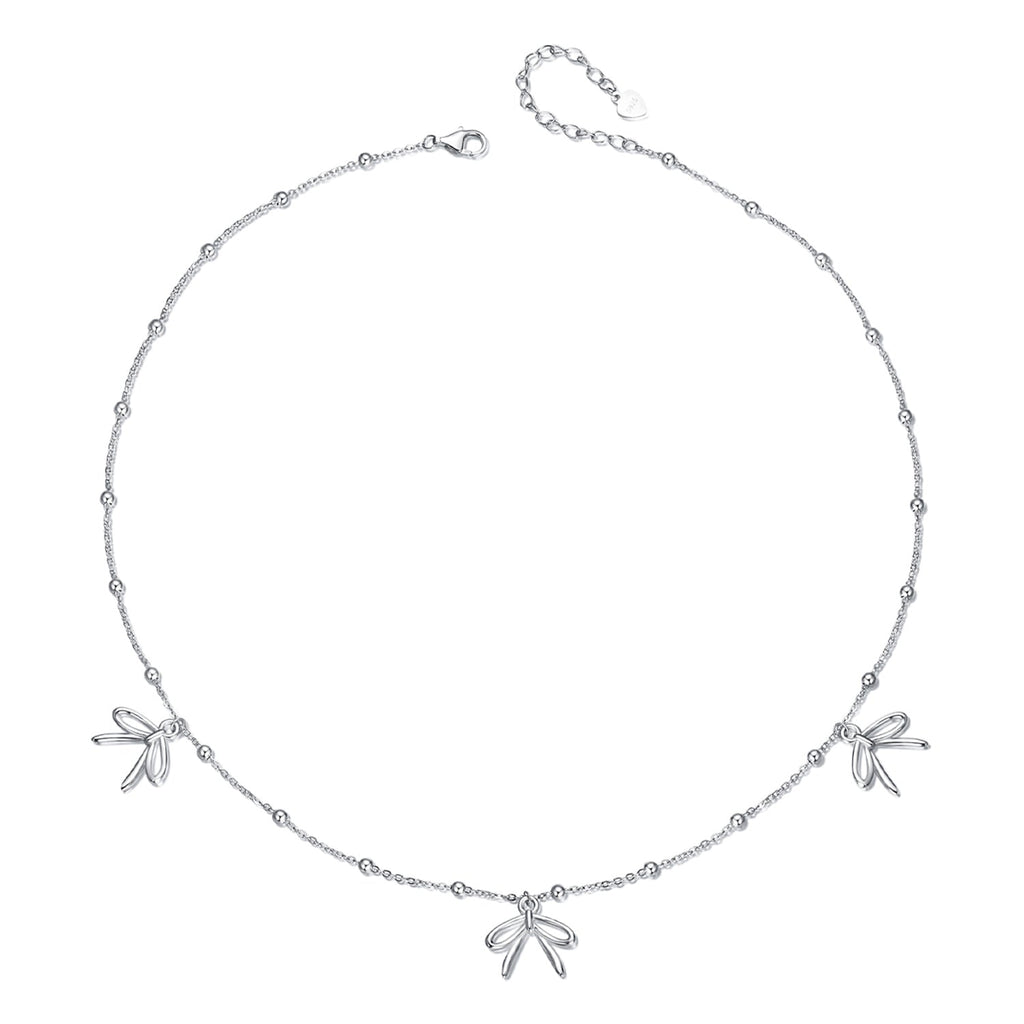 925 Sterling Silver + Plated White Gold Necklace with Adjustable Length for Women