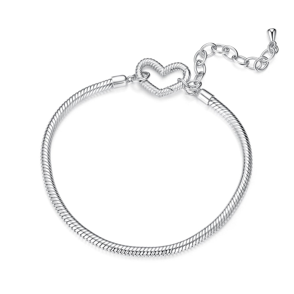 925 Sterling Silver Plated White Gold Bracelet - Adjustable 17+5cm