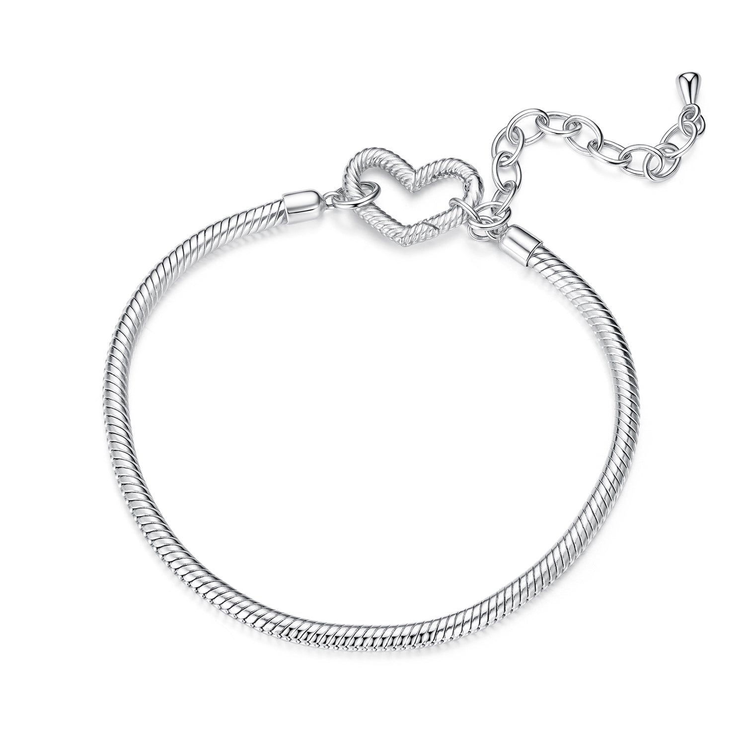 925 Sterling Silver Plated White Gold Bracelet - Adjustable 17+5cm