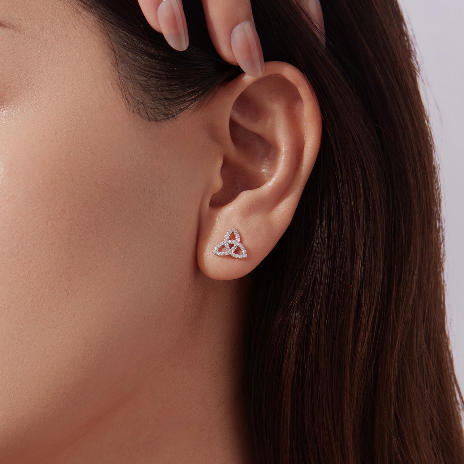 925 Sterling Silver White Gold Plated Pavé CZ Earrings