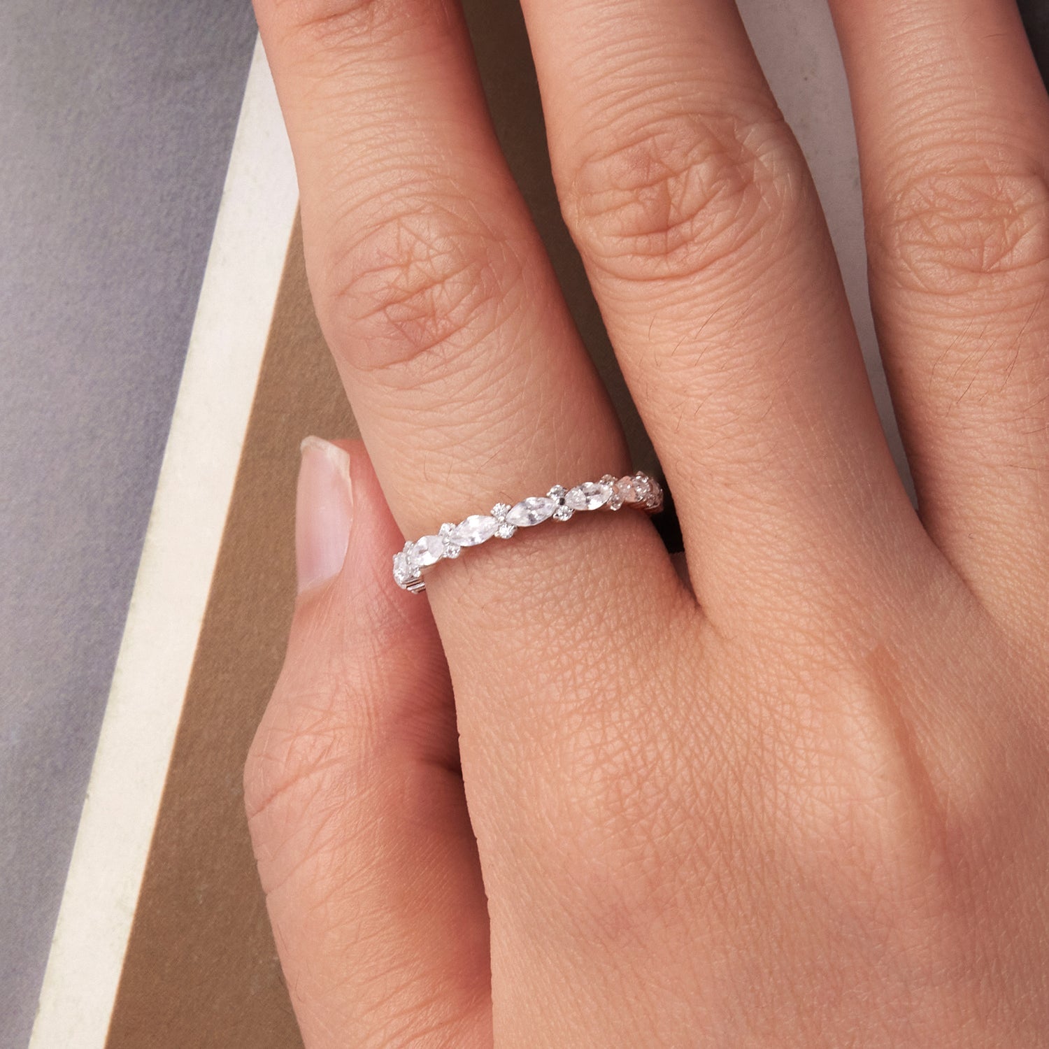925 Sterling Silver White Gold Plated 0.26cm CZ Ring Size 6.0 for Women