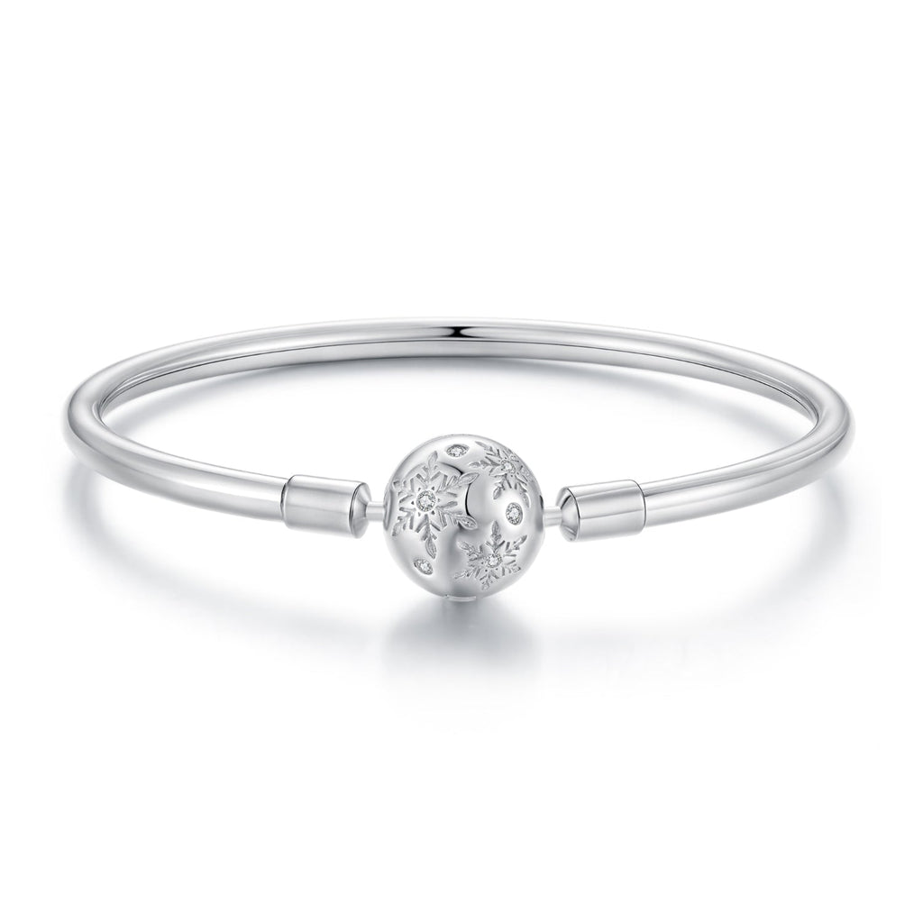 925 Sterling Silver Pavé Setting CZ Bracelet with White Gold Plating for Women - Size 17.0