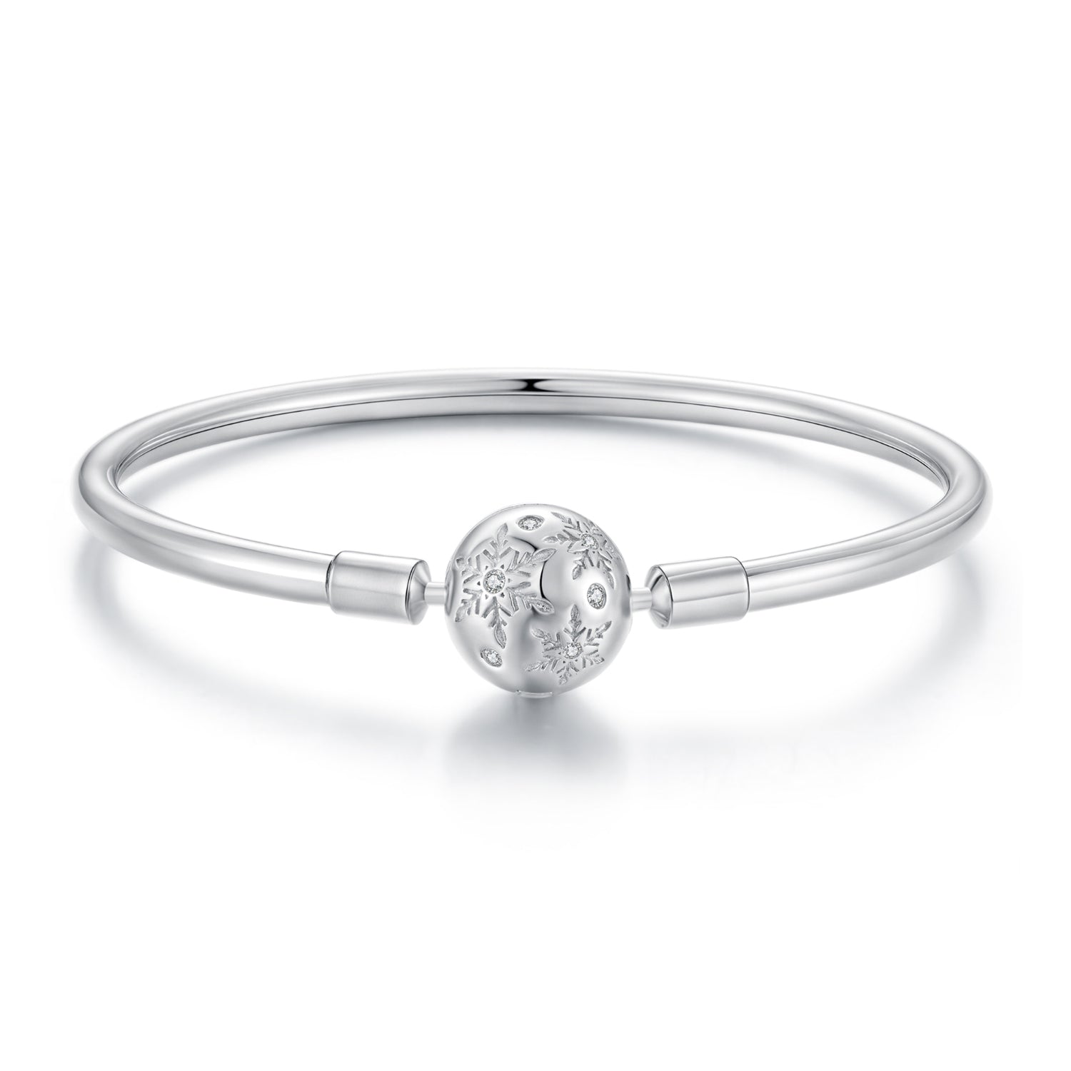 925 Sterling Silver Pavé Setting CZ Bracelet with White Gold Plating for Women - Size 17.0