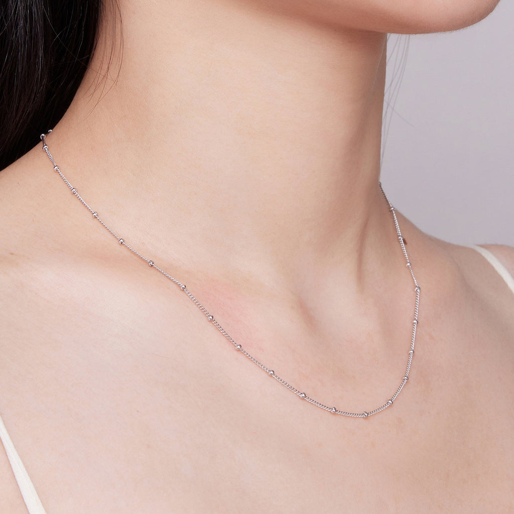 925 Sterling Silver Plated Platinum 45cm Necklace for Women