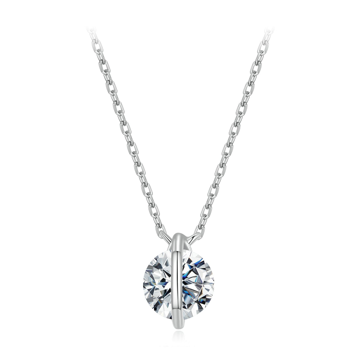 925 Sterling Silver 0.65 Carat Genuine Moissanite Necklace for Women