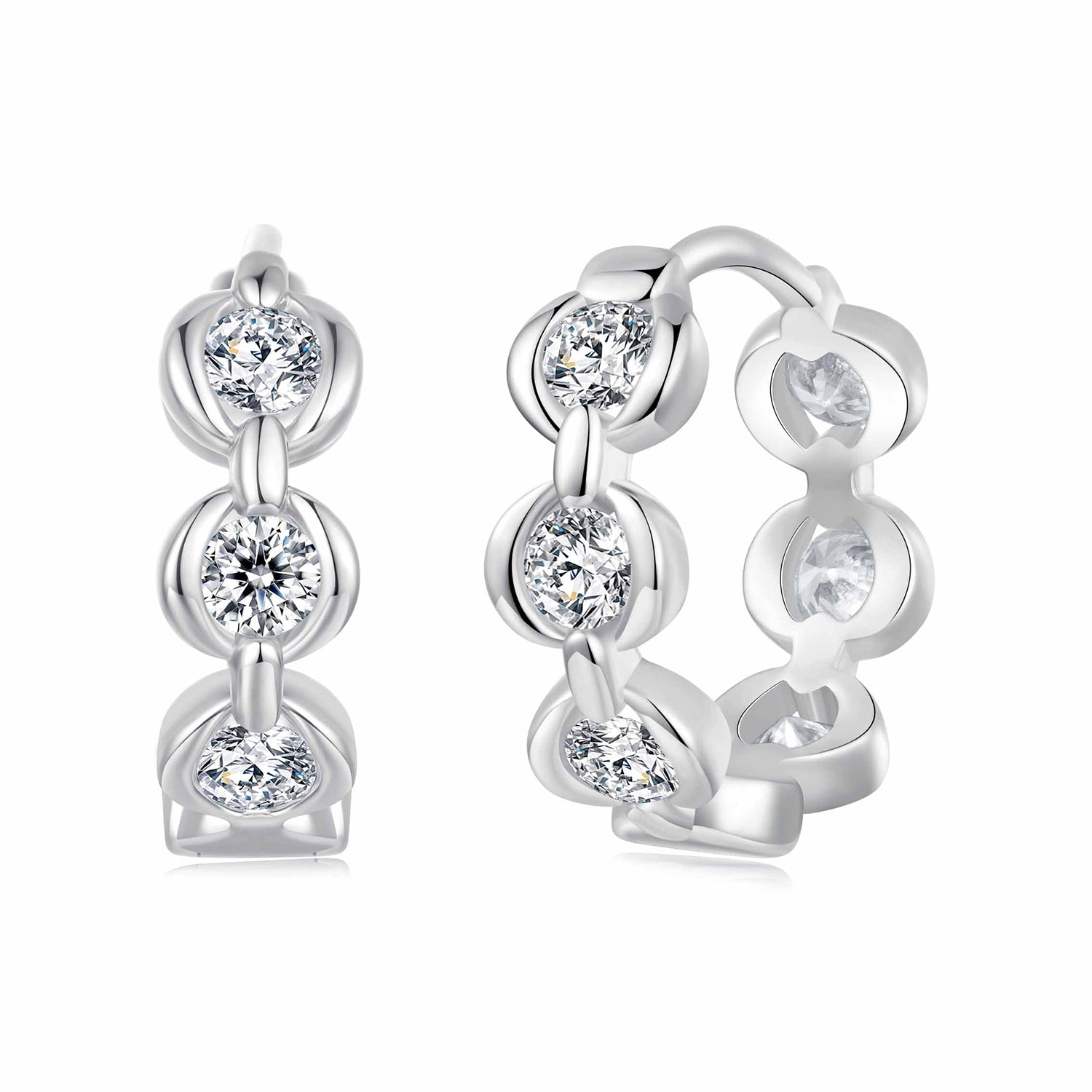 925 Sterling Silver 0.25 Carat Moissanite Hoop Earrings for Women