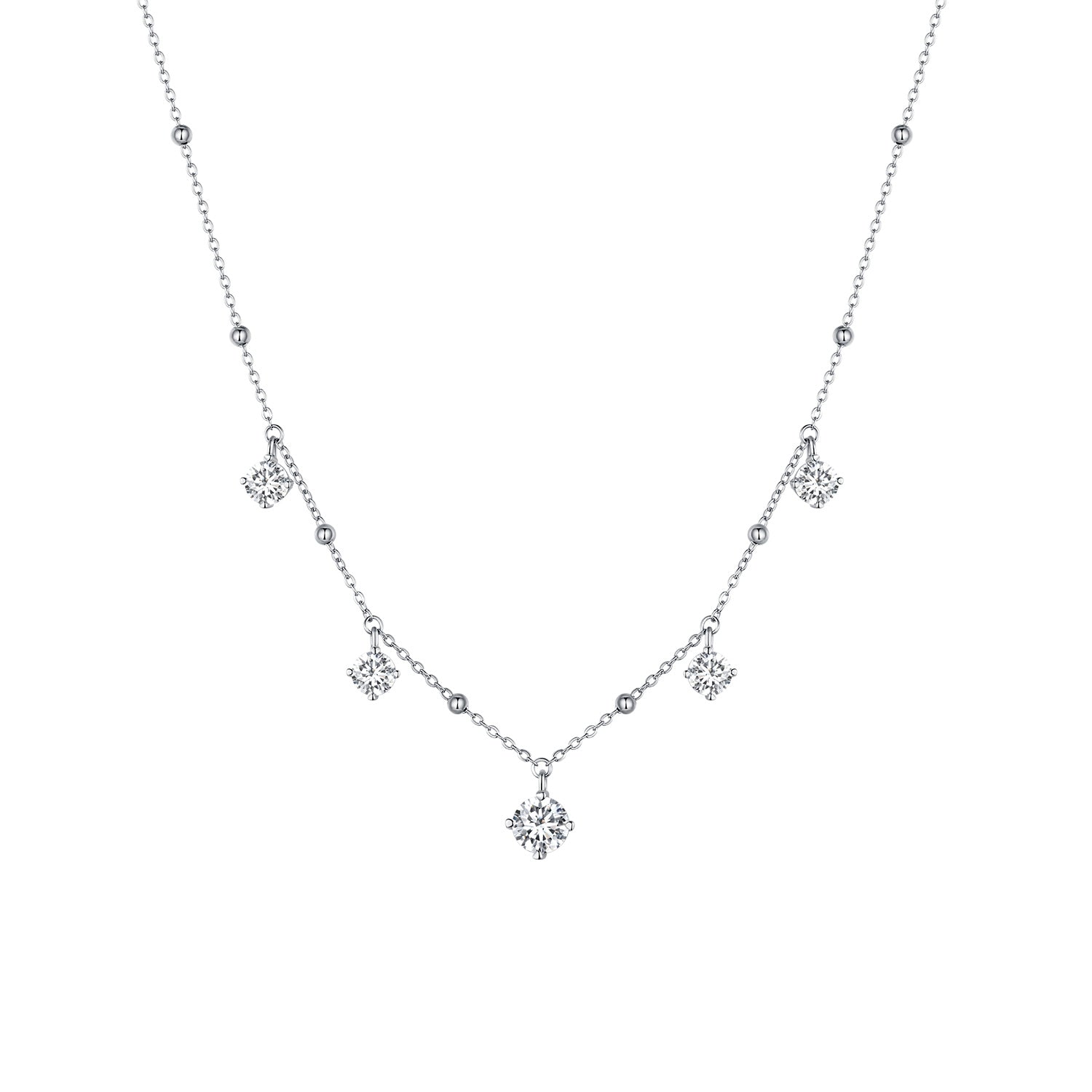 925 Sterling Silver 5.0mm Moissanite Necklace for Women