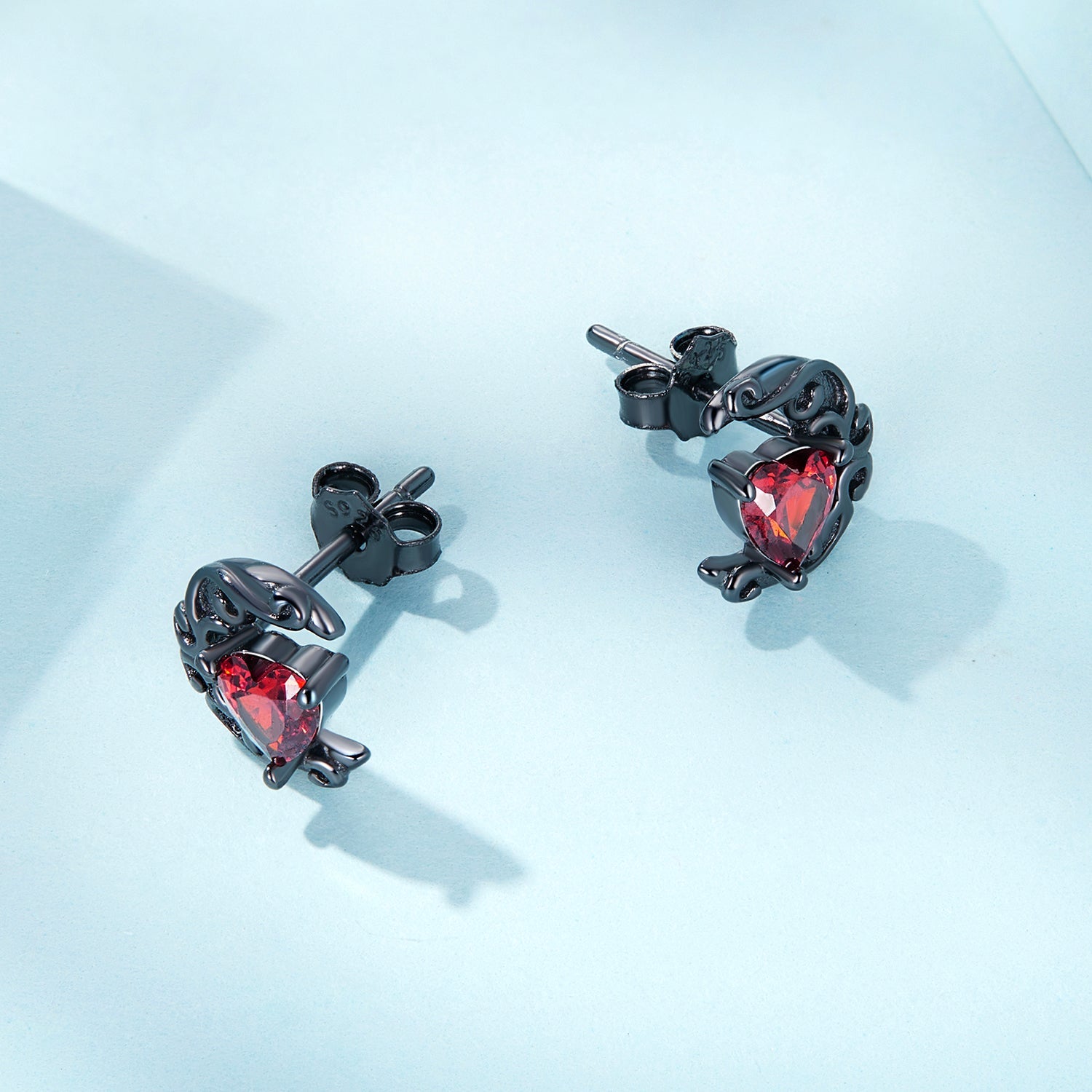 925 Sterling Silver Earrings with Pavé Setting CZ in Black Gold Plating