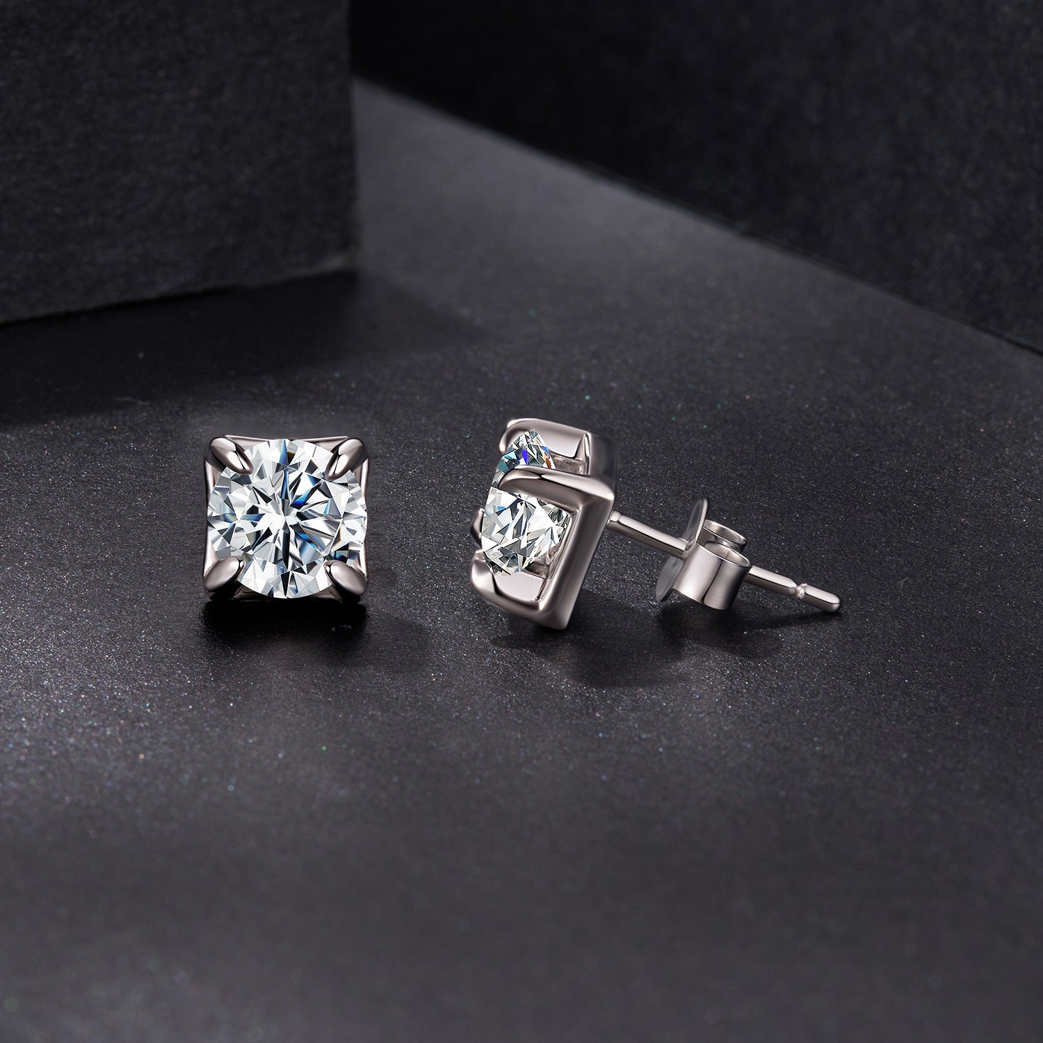 925 Sterling Silver & Moissanite Earrings - White Gold Plated, 0.5ct, Style S for Women