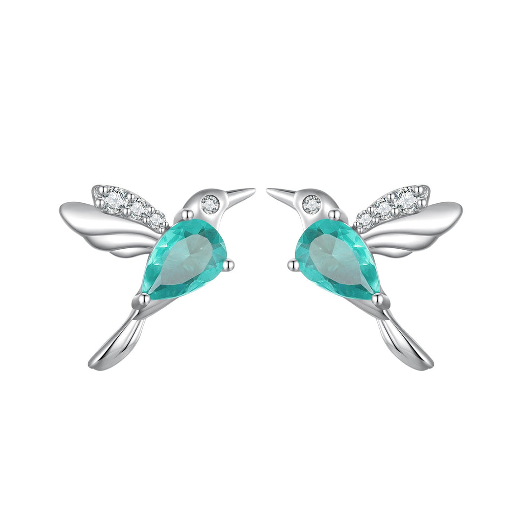 925 Sterling Silver Transparent Glass Earrings with CZ for Women