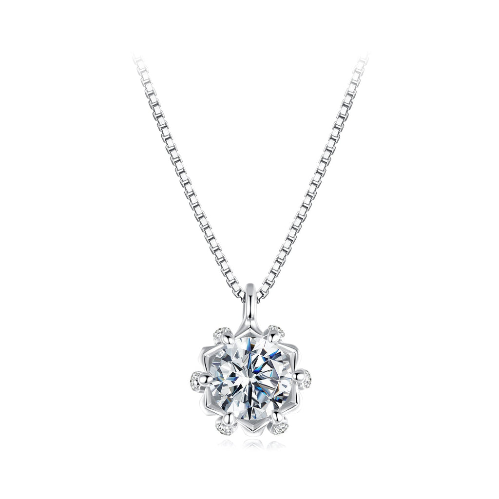 925 Sterling Silver Moissanite & CZ Pavé Necklace - 40+5cm for Women