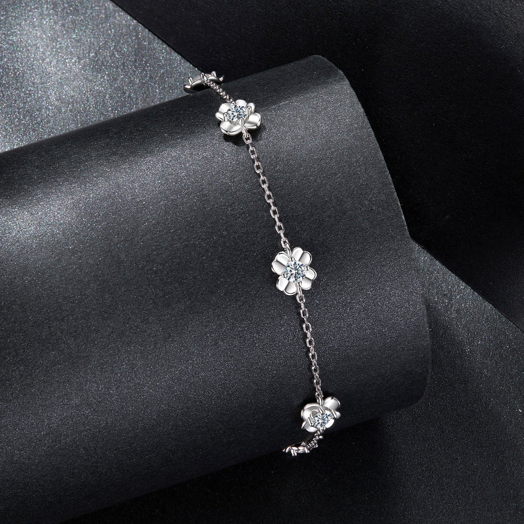 925 Sterling Silver 0.1 Carat Moissanite Bracelet for Women