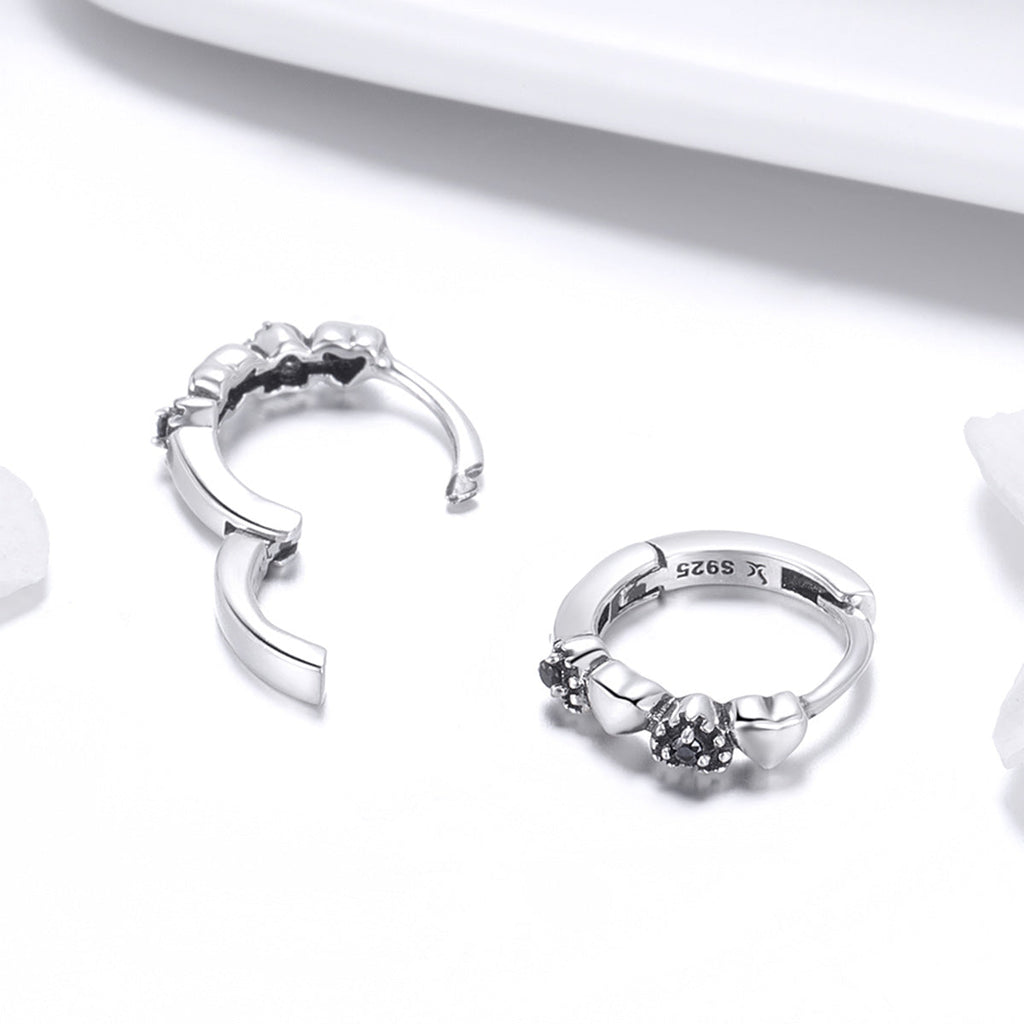 925 Sterling Silver Earrings with Pavé Setting CZ, 1.1*0.3cm