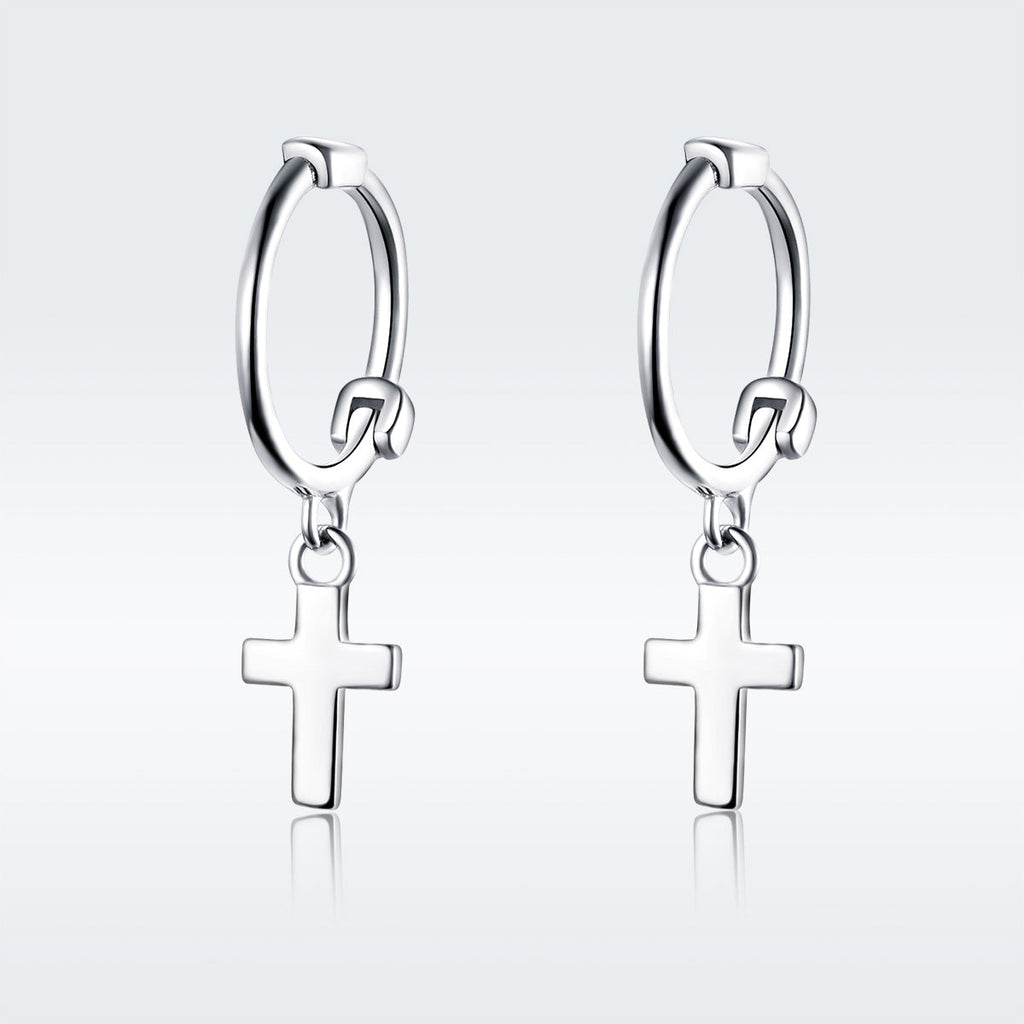 925 Sterling Silver Earrings Plated Platinum 1.9*0.5cm for Women