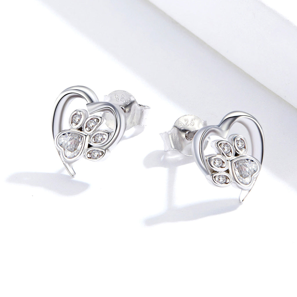 925 Sterling Silver Earrings with Pavé Setting CZ, 0.9cm for Women